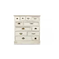 commode grainetier 12 tiroirs bois cerusé blanc 84x32x92cm - décoration d'autrefois