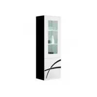 vitrine 2 portes blanc-noir à leds - cross - l 60 x l 46 x h 181 cm