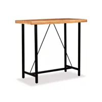 table de bar acacia massif foncé et pieds métal noir areen 120 cm