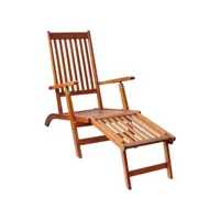 chaise de terrasse avec repose-pied et coussin acacia solide