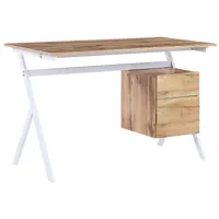bureau avec rangement 120 x 60 cm bois clair et blanc ashland 319124