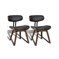 lot de 2 chaises à manger chaises à dîner, chaises de cuisine bois courbé et similicuir qdtr86425