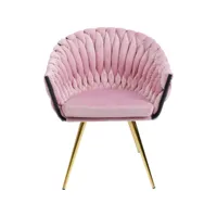 chaise avec accoudoirs knot velours rose kare design