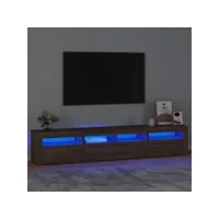 meuble tv avec lumières led，meuble de rangement，banc tv chêne marron 210x35x40 cm cmwi196939