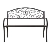 banc d'assise, banquette rectangulaire en métal coloris noir - longueur 123 x profondeur 53 x hauteur 91 cm