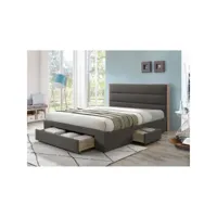 lit avec tiroirs collection ottawa - couleur grise et chêne - 160x200cm - sommier inclus