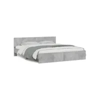 structure de lit adulte-enfant,180x200 cm cadre de lit avec tête de lit gris béton 1