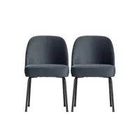 vogue - lot de 2 chaises design en velours - couleur - bleu pétrole