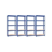 etagères à 5 niveaux 4pcs, etagère de rangement, étagère charge bleu acier et bois d'ingénierie asw69136 meuble pro