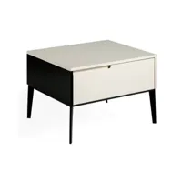 table de chevet 1 tiroir bois laqué et acier noir maby-couleur dune