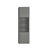 armoire de rangement porte haute et basse, bibliothèque centrale coloris gris graphite mat largeur 50 cm 20100889140