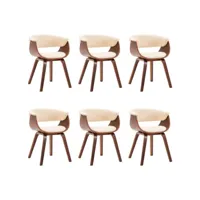 chaises de salle à manger 6 pcs crème bois courbé et similicuir 7
