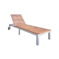 chaise longue avec coussin bois d'acacia et acier galvanisé