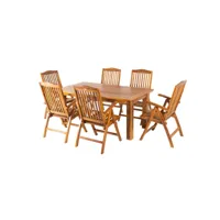 ensemble en bois de teck,table à rallonges 180-240cm de long et 6 chaises inclinables b47019488