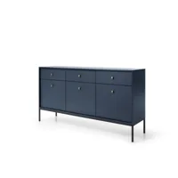 oxm commode moderne à trois portes et tiroirs pour le salon mono bleu marine 153.4 x 83.2 x 39 cm
