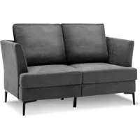 giantex canapé 2 places contemporain avec 2 coussins amovibles, assise large profonde pour salon, appartement, bureau, 141x80x72cm-gris