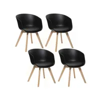 lot de 4 fauteuils de table baya - noir