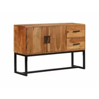 buffet bahut armoire console meuble de rangement bois d'acacia massif 115 cm marron helloshop26 4402046