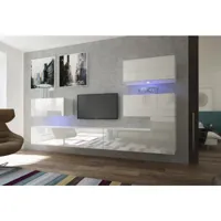 ensemble meuble tv next 123 an123-17w-hg21-1b blanc brillant 302 cm vivadiscount-7061