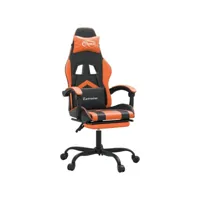 vidaxl chaise de jeu pivotante repose-pied noir et orange similicuir