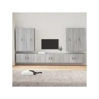 7 pcs ensemble de meubles tv contemporain  bancs tv armoires tv  sonoma gris bois d'ingénierie meuble pro frco82323