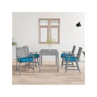 lot de 4 chaises avec coussins  chaises de salle à manger de jardin chaises à dîner  acacia massif meuble pro frco13925
