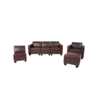 modular sofa-system ensemble de canapés lyon 3-1-1-1, similicuir ~ rouge-brun