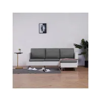 canapé fixe 3 places  canapé scandinave sofa avec coussins blanc similicuir meuble pro frco58597