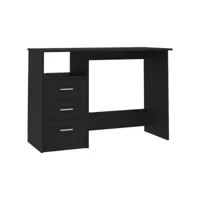 bureau avec tiroirs noir 110x50x76 cm aggloméré
