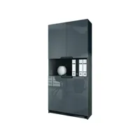 armoire de bureau noir mat et gris laqué (l-h-p) : 82 - 184 -  37