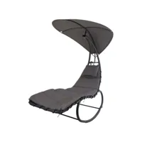 chaise longue à bascule, chaises de jardin, bains de soleil gris pewv19371 meuble pro