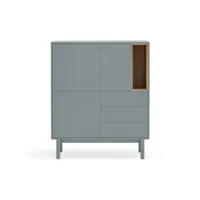 corvo - buffet haut 3 portes 3 tiroirs en bois l100cm - couleur - gris clair