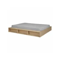 pack lit avec matelas malo   bois naturel 160x200 cm