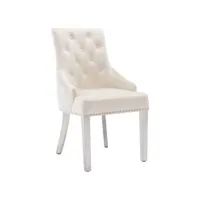 chaise de salle à manger capitonnée velours crème king