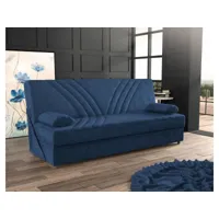 canapé dmalama, canapé conteneur 3 places avec 2 coussins inclus, canapé de salon en tissu rembourré avec ouverture clic-clac, 181x81h88 cm, bleu 8052773797412