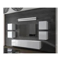 ensemble meuble tv concept 41-41-hg-w-2 blanc brillant 240 cm vivadiscount-6988