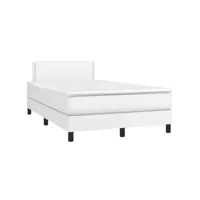 sommier à lattes de lit avec matelas blanc 120x190cm similicuir
