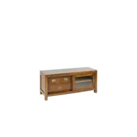 meuble tv 3 tiroirs bois bronze marron 115x40x50cm - bois-bronze - décoration d'autrefois