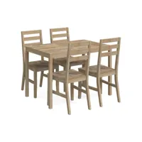 ensemble de salle à manger 5 pcs, table et chaises de salle à manger bois d'acacia solide plq8724 meuble pro
