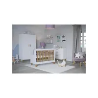 chambre complète lit bébé 60x120, commode et armoire kubi - blanc