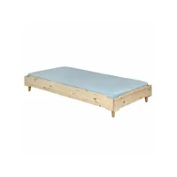 lit avec pieds jelly   bois naturel 90x190 cm