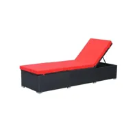 chaise longue polyester rouge et résine noire imia