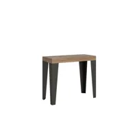 console extensible 90x40-196 cm flame small chêne nature cadre anthracite