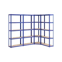 vidaxl étagères à 5 niveaux 4pcs bleu acier et bois d'ingénierie
