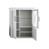meuble de salon, armoire de présentation-stockage mélaminé pin blanc l-h-p: 114 - 142 - 38 cm