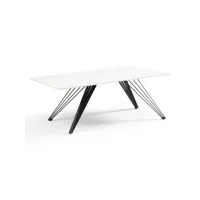 table basse 120x60 cm céramique blanc pieds filaires - oregon 01