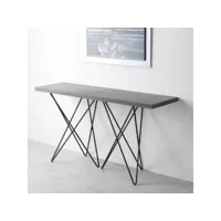 table console extensible ouverture en livre hermes plateau gris béton pieds gris foncé largeur 140cm 20100892886