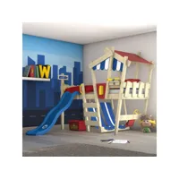 wickey lit enfant 'crazy hutty' avec toboggan - lit mezzanine en plusieurs combinaisons de couleurs - 90x200 cm 630597