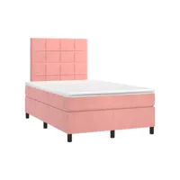 sommier à lattes de lit avec matelas rose 120x190 cm velours