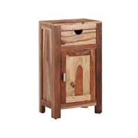 finebuy buffet de salle de bain bois massif de sheesham 46x80x30 cm étagère  petit meuble de rangement  armoire avec porte et tiroir  commode colonne
